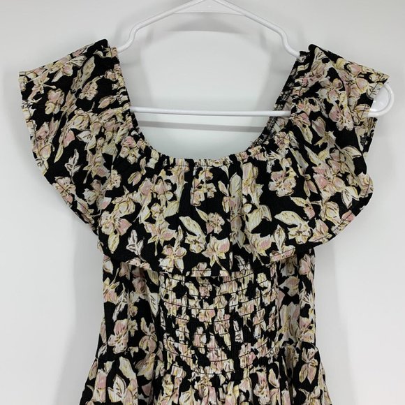 Xhilaration Dress Black Floral Print Off The Shoulder Mini - Picture 7 of 8